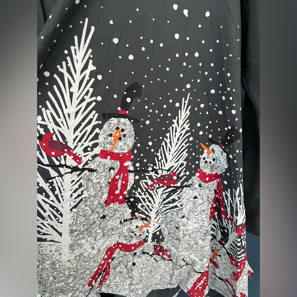 Woman’s Holiday Grey Festive Snowmen Winter Cardigan - Picture 3 of 7